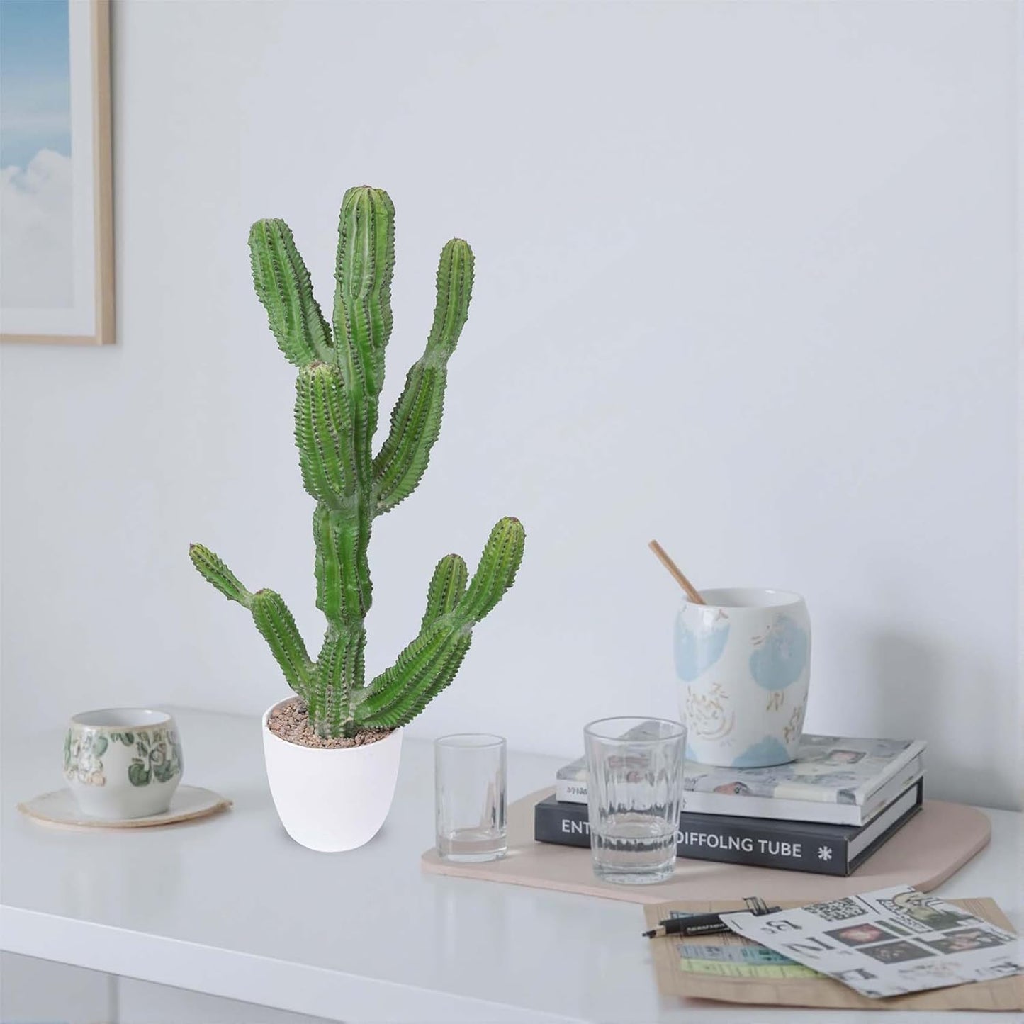 Artificial Cactus 26inch Faux Cacti Fake Saguaro Plants for Indoor Outdoor Home Office Garden Decor