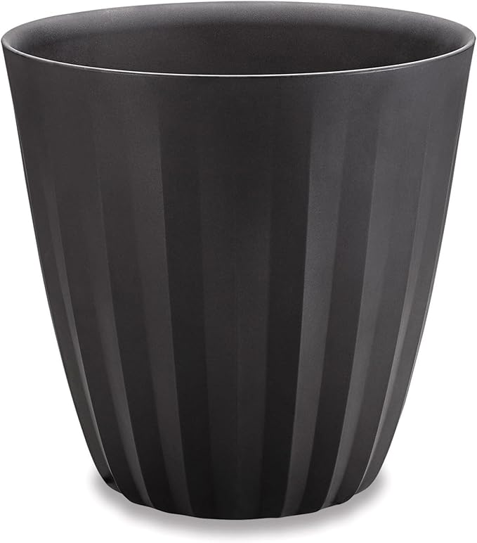 Crescent Garden Pleat Planter, Large Outdoor Pot, 23-Inch Tall (Caviar Black)