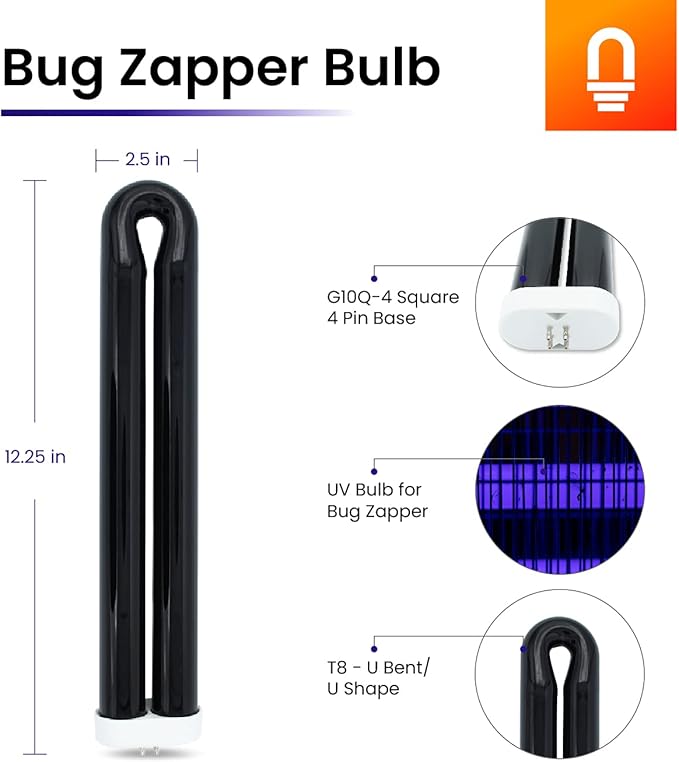 40 Watt Bug Zapper Bulb Replacement for Stinger B4045-4 UVB45 by Lumenivo - UV Blacklight Replacement Bulb for Bug Zapper Outdoor and Indoor Fly Trap for Home - 3 Bulbs