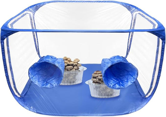 Still Air Box, Mushroom Grow Kit, Mushroom Grow Bag, Portable Mushroom Grow Tent, Mushroom Growing or Fungiology Supplies for Home Science (Blue)