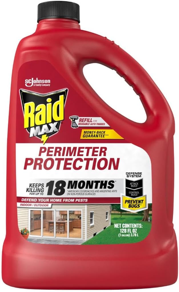 Raid MAX Perimeter Protection Refill, Up to 18 Months of Protection, Indoor and Outdoor Use, 1 Gallon (3.78 l)