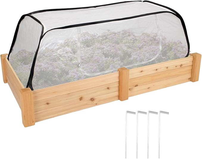 Raised Garden Bed Cover with Frame-4x2x1.3ft Garden Greenhouse Cover with Zipper Door,Garden Rows Accelerator Plants Cover for Vegetable & Flower Beds