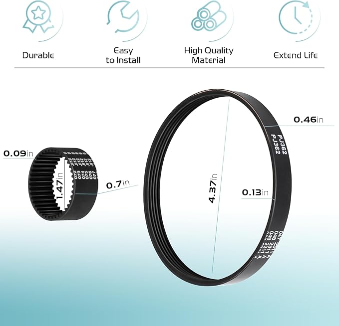 Electric Snow Shovel Drive Belt for Earthwise Snow Blower SN70016 SN74014, Snow Remover Belt Kit Includes Auger Drive Belt & Motor Toothed Belt Snow Blower Replacement Parts