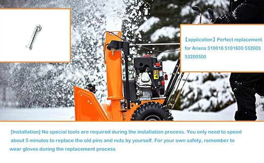 fits Shear Pins and Nuts for Ariens 532005 53200500 510016 51001600 Snow throwers(10 Pack)