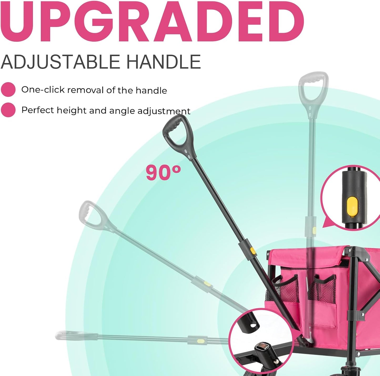 OVERMONT Collapsible Wagon with Tailgate - 220lbs Extended Lightweight Foldable Utility Wagons Folding Cart with Wheels - Small Garden Grocery Cart for Shopping,Grocery,Sports,Garden