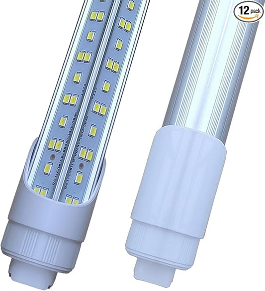 8Ft LED Ballast Bypass Bulbs 2 Pin,T8 LED Bulbs 8 Foot R17D Rotatable F96T12 HO LED Replacement Tube,144W T10 T12 8' Shop Lights,Double End Power 96", 18000LM Cold White 6500K,Clear Cover