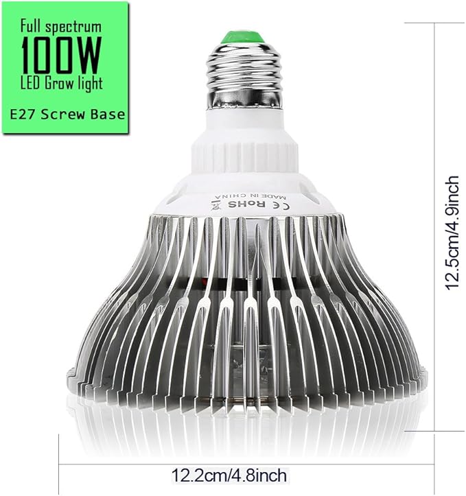 100W Led Grow Light Bulb Full Spectrum,Plant Light Bulb with 150 LEDs for Indoor Plants,E26/E27 Socket,Grow Lamp for Hydroponic Indoor Garden Greenhouse Succulent Veg Flower
