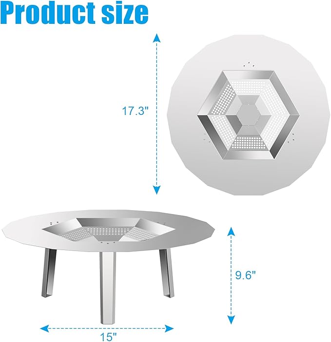 LS'BABQ One-Piece Heat Deflector for Solo Stove Ranger 15", Stainless Steel Heat Diffuser Accessories for Ranger Fire Pit with 3 Leg, for Most 15 inches Outdoor/Indoor Backyard Camping Fire Pit Stove