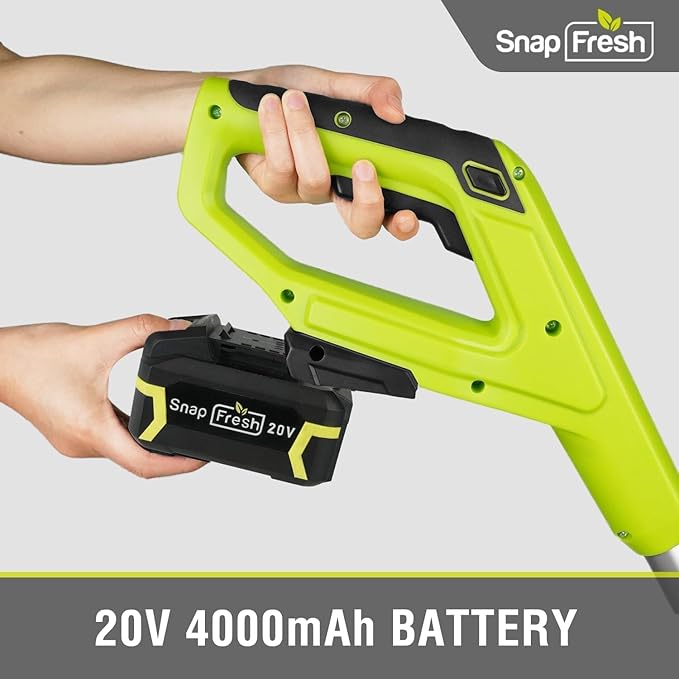 SnapFresh 20V Snow Shovel Cordless,12” Electric Snow Thrower kit,with 2 Pack 4.0Ah Batteries and Fast Charger(Green)