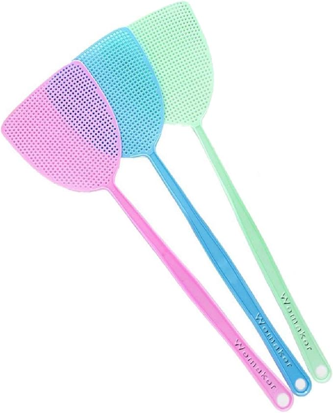 ChicRosa Fly Swatter, 3 Pack Strong Flexible Manual Swat Set, Assorted Colors, Long Range Handles, Indoor and Outdoor Racket for Bug, Mosquito, Bee, Spiders, Flies