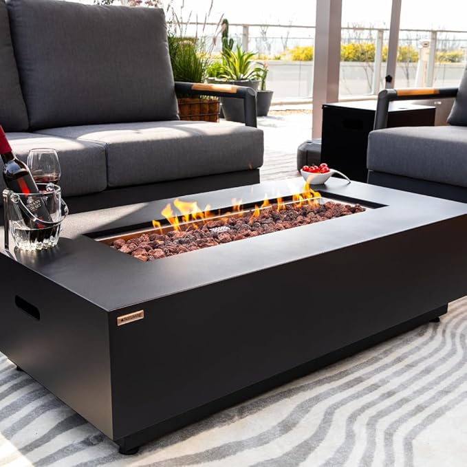 Westwood 50” Propane Fire Pit Smokeless Firepit Outdoor Gas Fire Pit for Outside Patio Firepit Table Includes Rain Cover Converter Kit Lava Rocks Lid CSA Certified