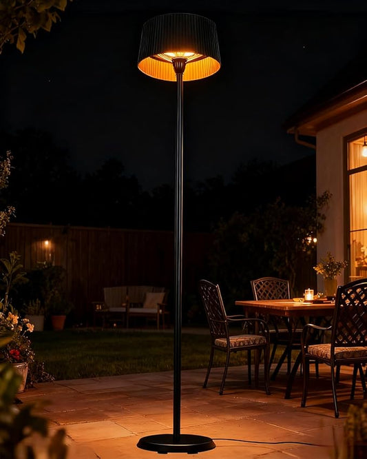 Electric Infrared Patio Heater, Indoor & Outdoor 1500W Electric Freestanding Heater with IP55 Waterproof, Tip-Over Protection, Quiet Operation, Perfect for Garden, Balcony, Garage, Backyard