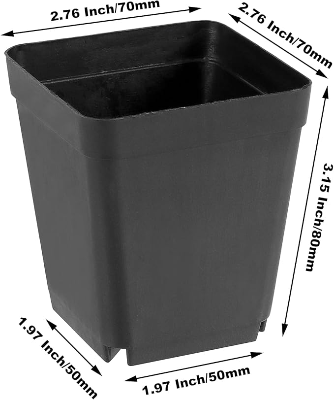 120 Pieces 2.7 Inch Plastic Square Nursery Pot, Transplant Planting Pots Greenhouse Supplies, Durable Plastic Flower Pots for Seedlings Black
