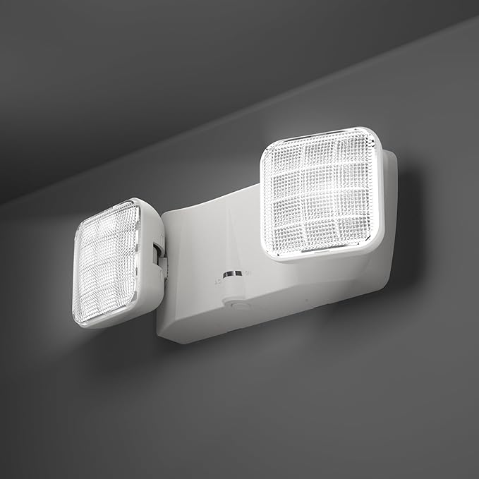 LED 4 Pack White Commercial Lighted Exit Signs-US Standard UL Listed-Exit Signs with Emergency Lights Sure Lites-Two Head Emergency Light-Lithonia Exit Lights-Emergency Flood Lights Indoor