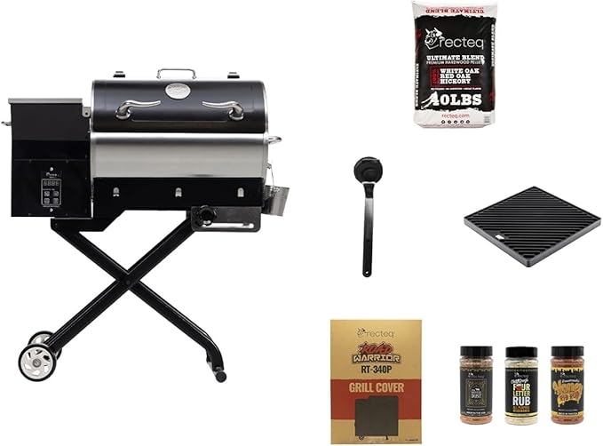 recteq Pellet Grill - Road Warrior 340 + Searing Essentials Bundle, Portable Electric Pellet Smoker Grill, BBQ, Wood Pellets, Sear, Smoke, and More
