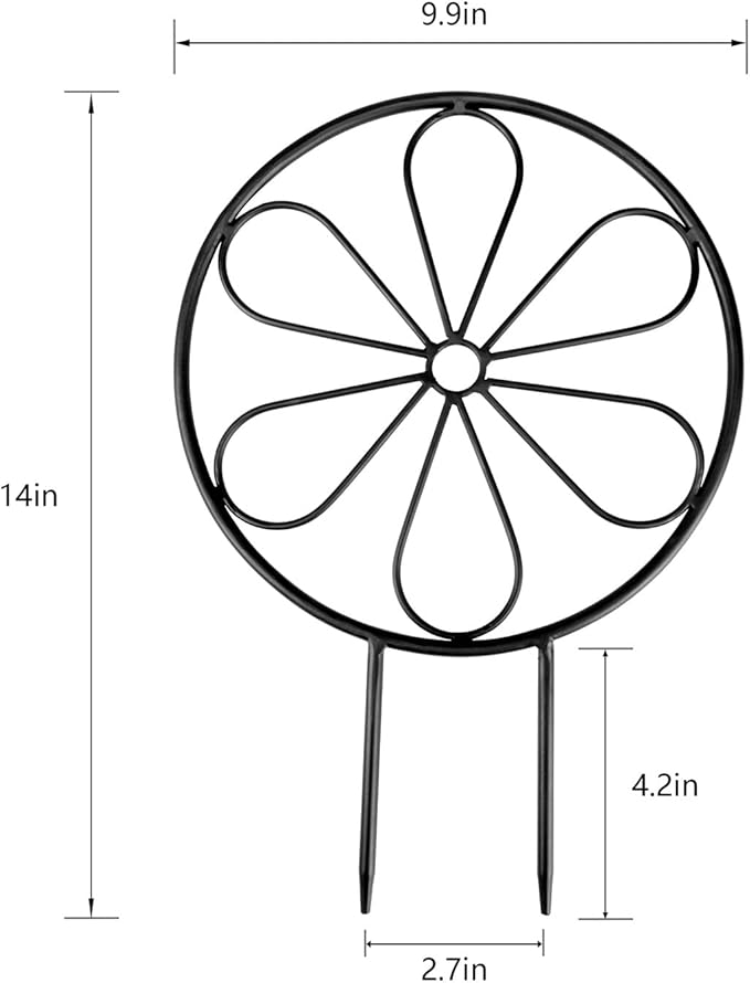 2 Pcs 14in Indoor Metal Garden Circle Plant Trellis for Houseplant Climbing Pot Plants, Black (Style B)