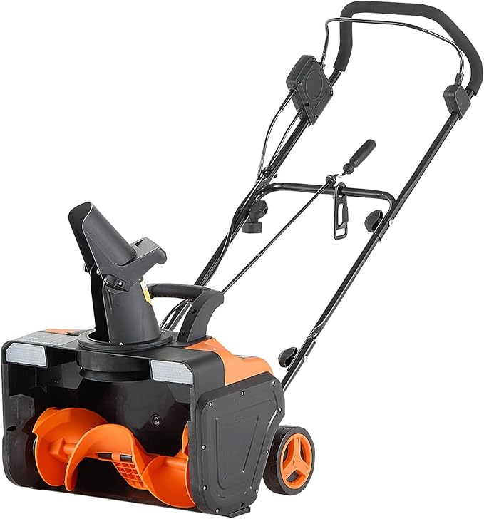 VEVOR Electric Snow Blower, 20 inch 15A Corded Snow Thrower with Dual LED Headlights & 180° Rotating Chute, 25FT Throwing Distance, 12" Depth Clearing, Walk-Behind Snowblower for Driveway Sidewalk