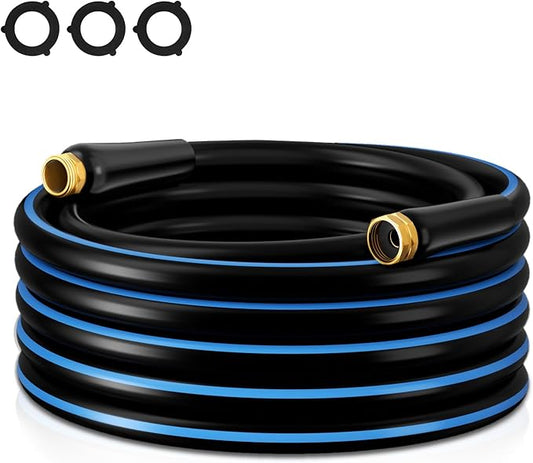 Heavy Duty Garden Hose 5/8" 25 FT: Flexible Rubber Water Hose - Leakproof Hose Male to Female Fittings - Durable Hose for Yard, Lawn, Car Wash, Outdoor, Watering, Dark Blue