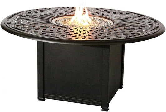Signature 60 Inch Propane Fire Pit Dining Table by Darlee - Antique Bronze