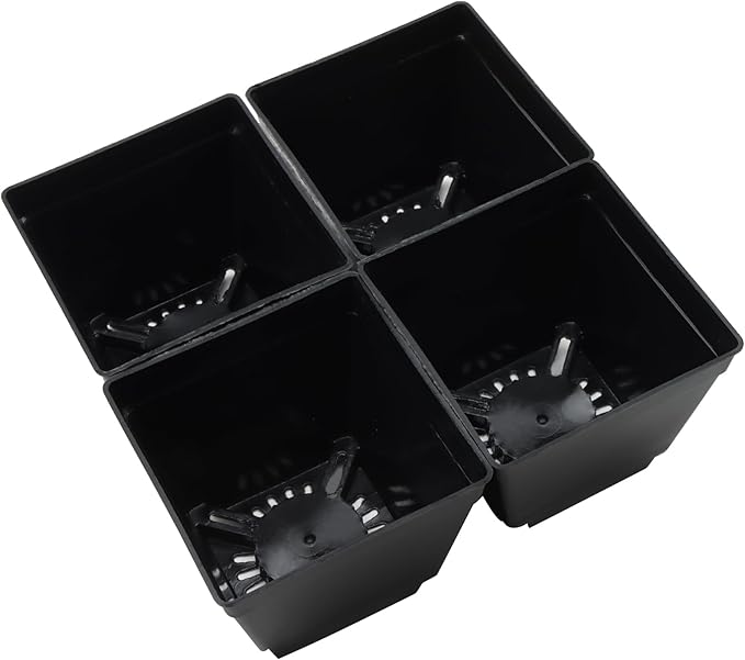 JOIKIT 60 Pack 4 Inch Black Square Nursery Pot, Plastic Square Plant Pot with Drainage Hole, Seedling Nursery Transplant Planter for Indoor, Outdoor, Garden, Office, Balcony
