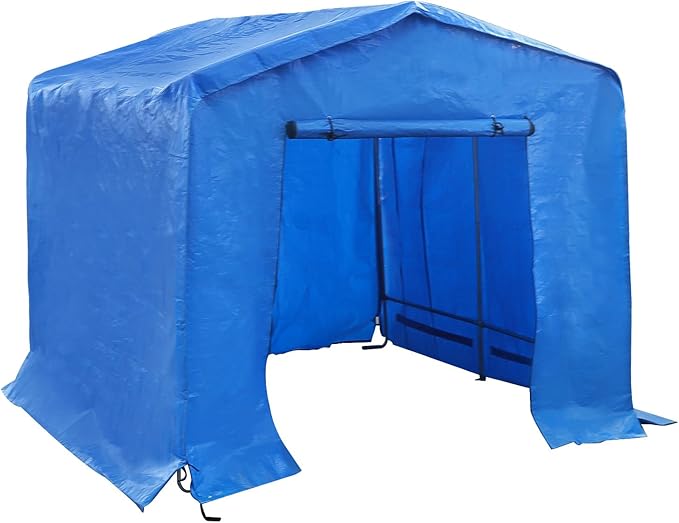 8x8x8 FT Outdoor Storage Shelter Carport, Portable Storage Tent with Roll-up Door, Waterproof Outdoor Carport for Bike, Lawn Mower, ATV Storage (Blue)