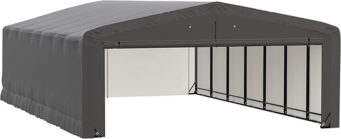 ShelterLogic ShelterTube Garage & Storage Shelter, 20' x 32' x 10' Heavy-Duty Steel Frame Wind and Snow-Load Rated Enclosure, Gray