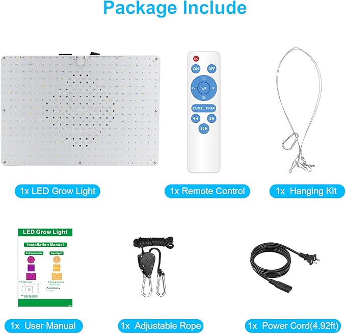 LED Grow Light for Indoor Plants with Remote Control, Full Spectrum Plant Light with 3 Lighting Modes, Stepless Dimmable Growing Lamps with High Yield Diodes for Seedlings Veg Bloom