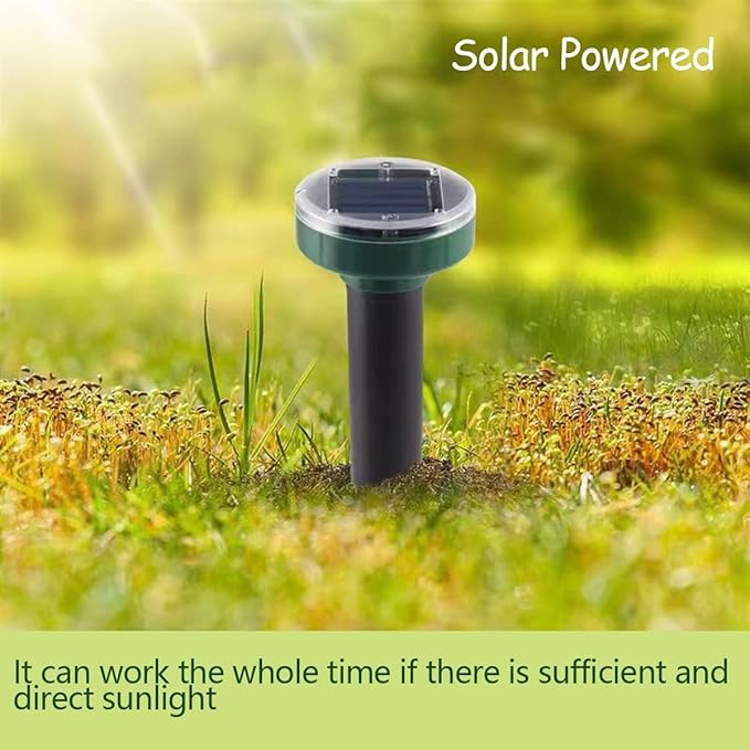 Mole Repellent Solar Powered 10 Pack Snake Repellent Ultrasonic, Groundhog Repeller,Gopher Repeller Sonic Mole Deterrent Spikes, Snake Gopher Mole Vole Repellent Outdoor for Lawn Garden & Yard