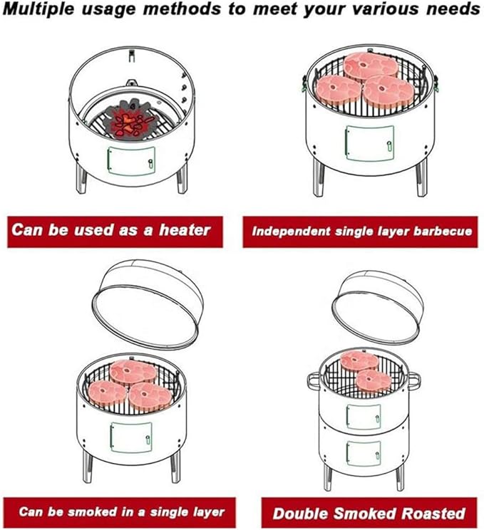 BBQ Charcoal Smoker for Meat 15 Inch Heavy Duty BBQ Charcoal Grills Vertical Barbecue Smokers Grill for Outdoor Cooking Patio Backyard Picnic Party