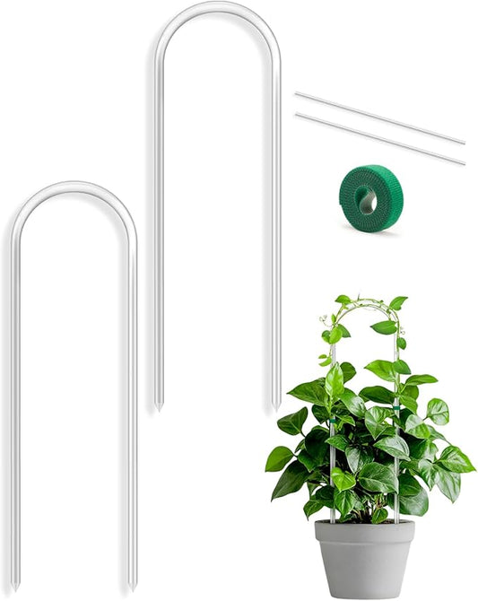 2Pcs U-Shaped Acrylic Trellis for Climbing Plants Indoor, 16 Inch Small Hoya Trellis, Potted Plant Climber Support for Pothos Plants Houseplant, Vine Ivy Flower Plant
