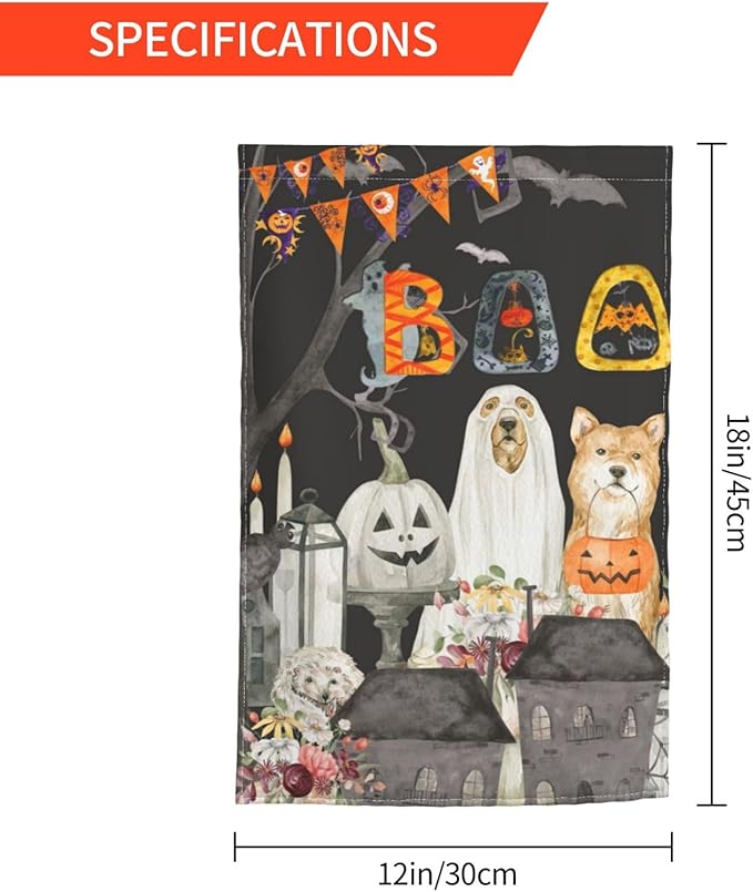 Halloween Pumpkin Cat Boo Garden Flag Welcome Party Outdoor Outside Decorations Picks Home House Garden Yard Decor 12x18 Inch