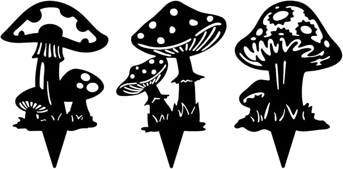 Metal Yard Art,Cute Mushroom Silhouette,Metal Plants Garden Decor Outdoor,Lawn Ornaments, Garden Gift