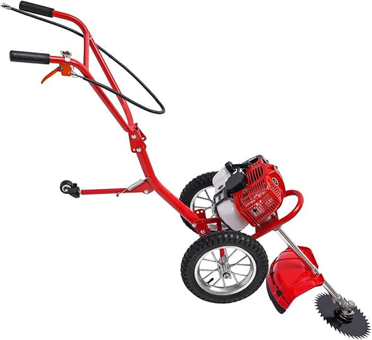 2 Stroke Lawn Mower, 49cc, Gasoline Weed Eater, 6500-7000r/Min High Speed, Hand Push Weed Wacker, Brush Cutter Push Mower Weeding Machine, for Home Yards, Gardens and Small Farms