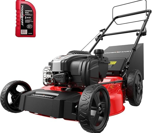 PowerSmart 21-Inch Gas Lawn Mower with B&S Engine, 3-in-1 (Bag/Mulch/Rear Discharge), Self-Propelled, 6 Cutting Heights, Durable Steel Deck, Rear-Wheel Drive