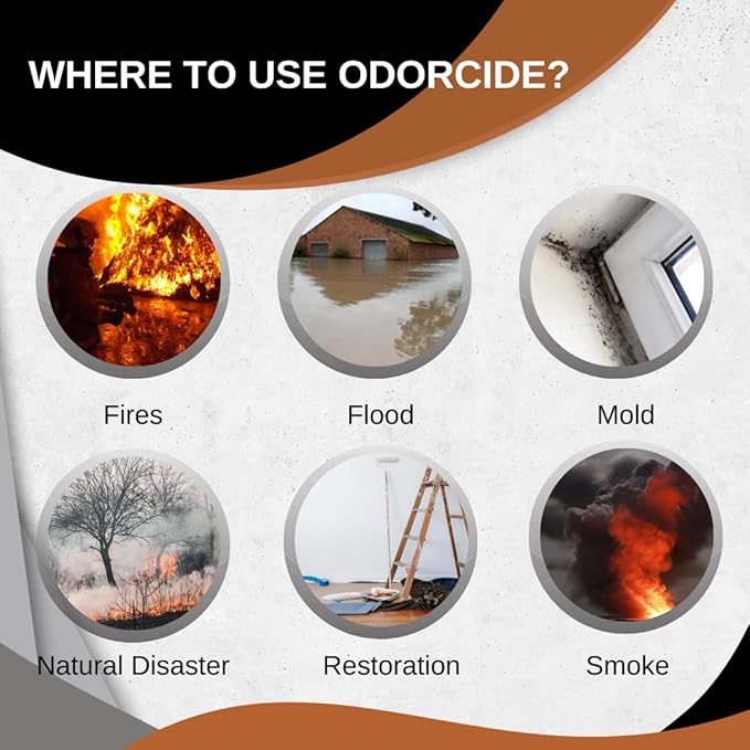 Odorcide Pro Renewal Fire & Flood Odor Eliminator Concentrate – Smoke Odor Eliminator for Strong Odor on Walls, Carpet, Upholstery & More – Mildew Odor Removal w/Non-Enzymatic Formula (128 oz)