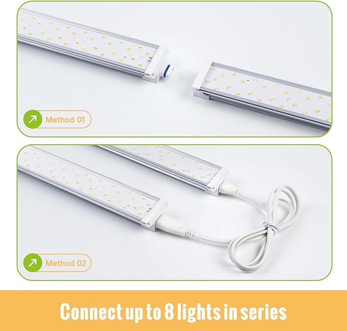 LED Grow Lights 1.4FT for Indoor Plants Full Spectrum, 660nm Hanging Grow Light 3600K, Led Plant Grow Lights for Indoor Plants, Grow Lamp with Reflectors 36W(2×18W), 2 Pack