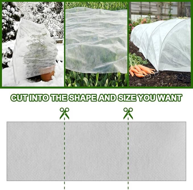 7x33 FT Plant Covers Freeze Protection, 1.2oz Frost Cloth Floating Row Cover for Outdoor Plants, Winter Garden Frost Blanket for Vegetables, Flowers, Shrubs, Trees
