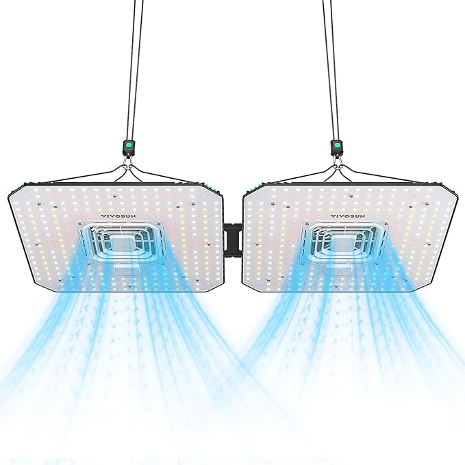 VIVOSUN 2-Pack AeroLight A100, Tunable Spectrum, LED Grow Light 100W with Integrated Circulation Fan, Compatible with App, Used with Controller E42A/E25 to Achieve More Functions 2x4/3x3Ft Coverage