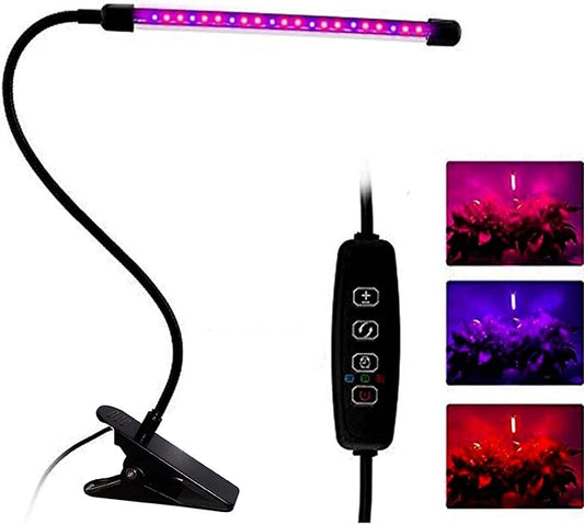 LED Grow Lights for Indoor Plants 20 LED, Plant Growing Lights Full Spectrum Auto ON Off with 3/9/12H Timer, 9 Dimmable Lightness Clip-On Desk Grow Lamp Bulb