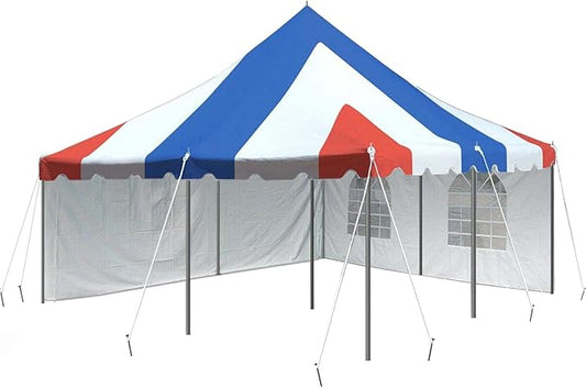 Party Tents Direct 15'x 15' Weekender Canopy Pole Tent with Sidewalls - Easy Up Canopy Tent with 50 Person Capacity - Outdoor Canopies for Parties, Weddings, and Events (Red White and Blue)