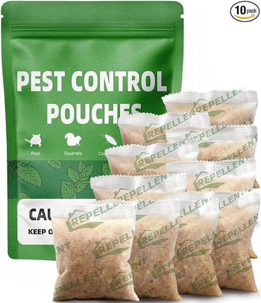 Pest Control, Mouse Repellent Pouches, Rodent Repellent, Mice Repellant Indoor, Peppermint Mice to Repel Spider, Ant, Roach & Mosquito, Rat Repellant Outdoor, Keep Mouse Out of Camper-10P