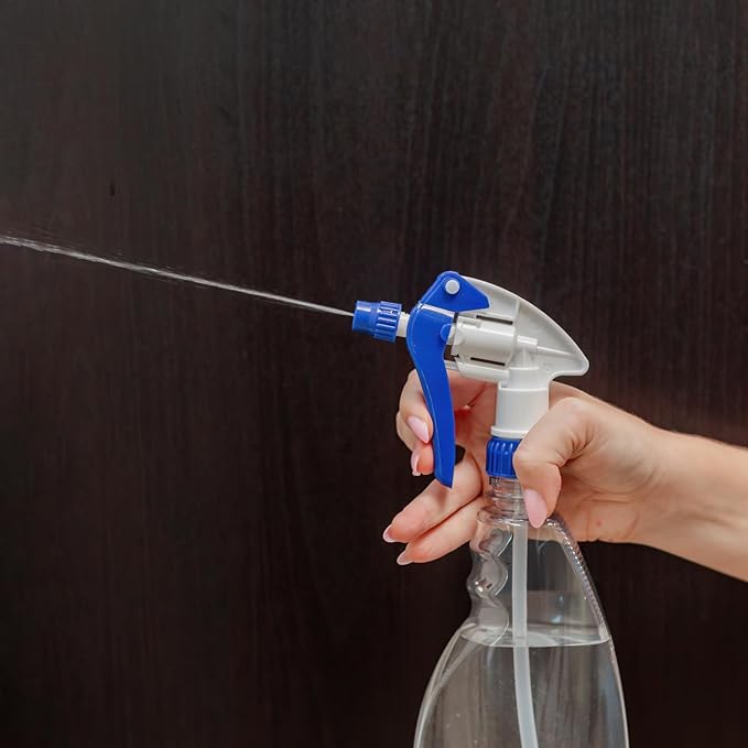 Heavy Duty 24oz Clear Plastic Spray Bottles for Cleaning - Large Empty Bottles for Gardening Solutions, Vinegar, Chemicals, Professional Cleaners - Adjustable Sprayer Nozzle - 4 Pack