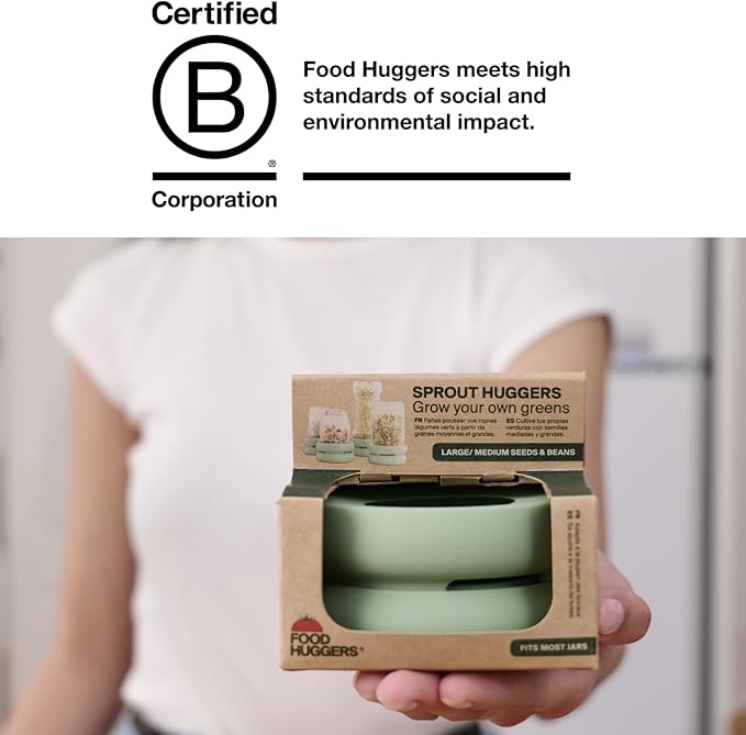 Food Huggers Sprout Huggers | Silicone Sprouting Lids | Fits Any Jar | No Rust, No Mess | Sprouting Mason Jar Kit | Grow Sprouts Indoors| Urban Garden | Easy Germination Broccoli Alfalfa Bean Sprouts