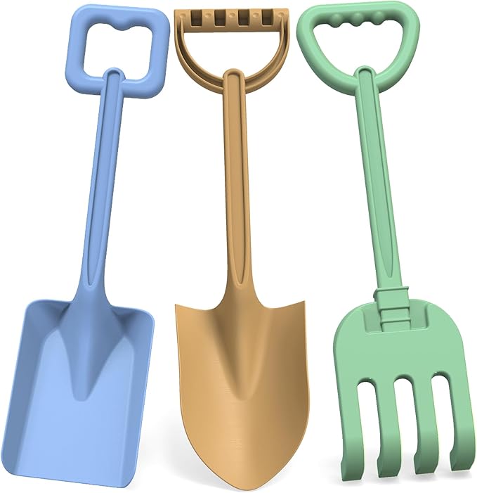 16" Beach Shovel Spade Rake Sandbox Sand Toys, Sturdy Scoop Trowel Garden Digging Planting Shovel Tool Kit, Kids Snow Shovel Outdoor Play Summer Gift Party Favor Beach Essential Travel Toy