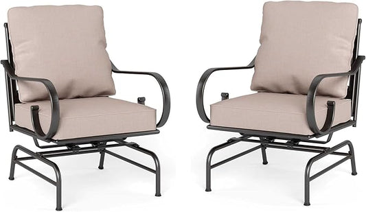 Sophia & William Extra Large & High Back Patio Furniture Set Metal Modern Outdoor Conversation Sets with Motion Chairs