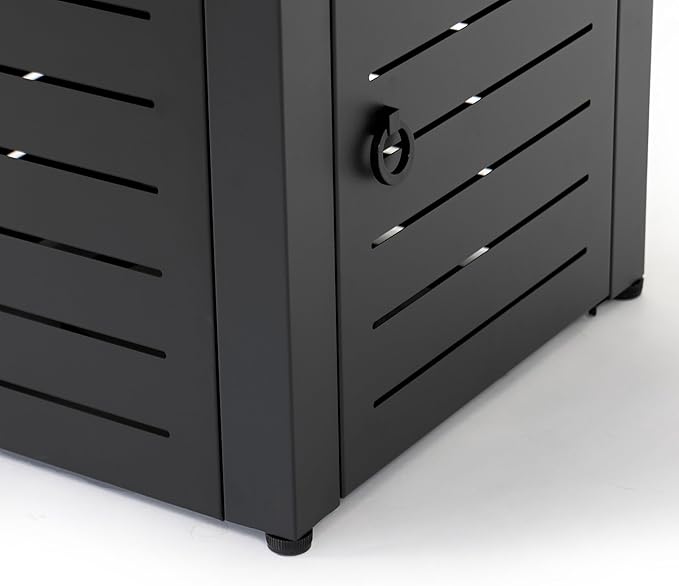 28'' Propane Fire Pit Table, 50,000 BTU Fire Table with Steel Lid, Big Legs, Laval Rocks. 1172