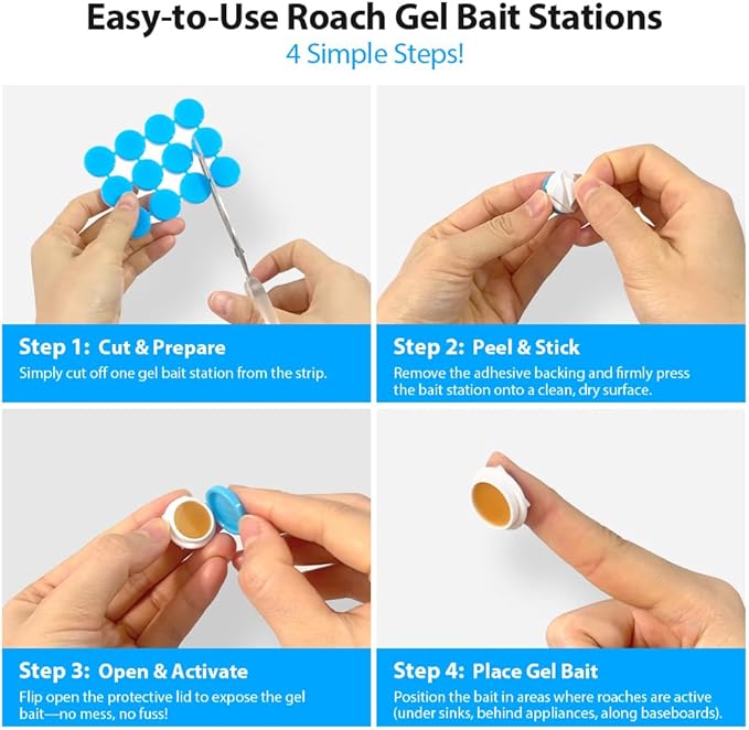 36 Pack Roach Killer Indoor Infestation Roaches Gel Bait Stations, Powerful Cockroach Killer Indoor Home for Roach Infestation, Long-Lasting & Effective Cockroach Gel Bait, Easy to Use & No Mess