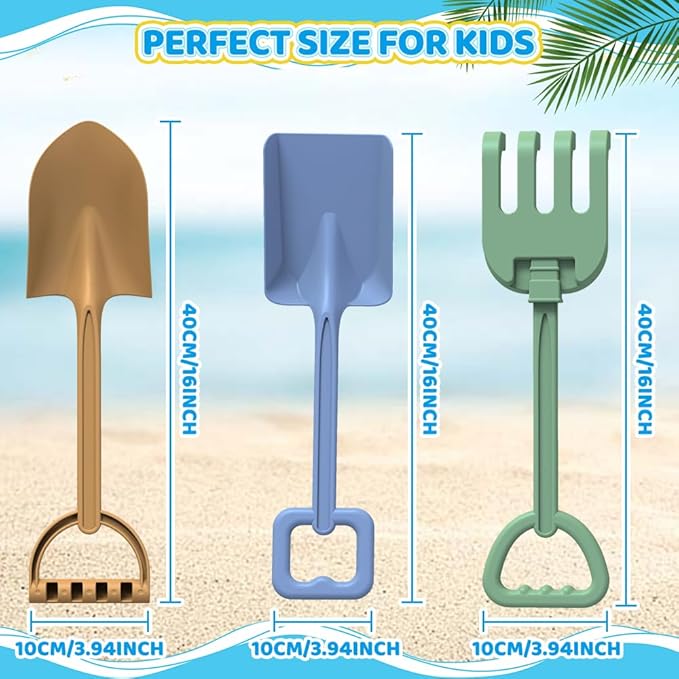Dilabnba Heavy Duty Kids Snow Beach Shovels, Sand Shovels for Garden,Large Beach Spade Scoop Rake for Kids Toddlers, Long Handle ABS Plastic Shovel for Digging Snowing 3 PCS
