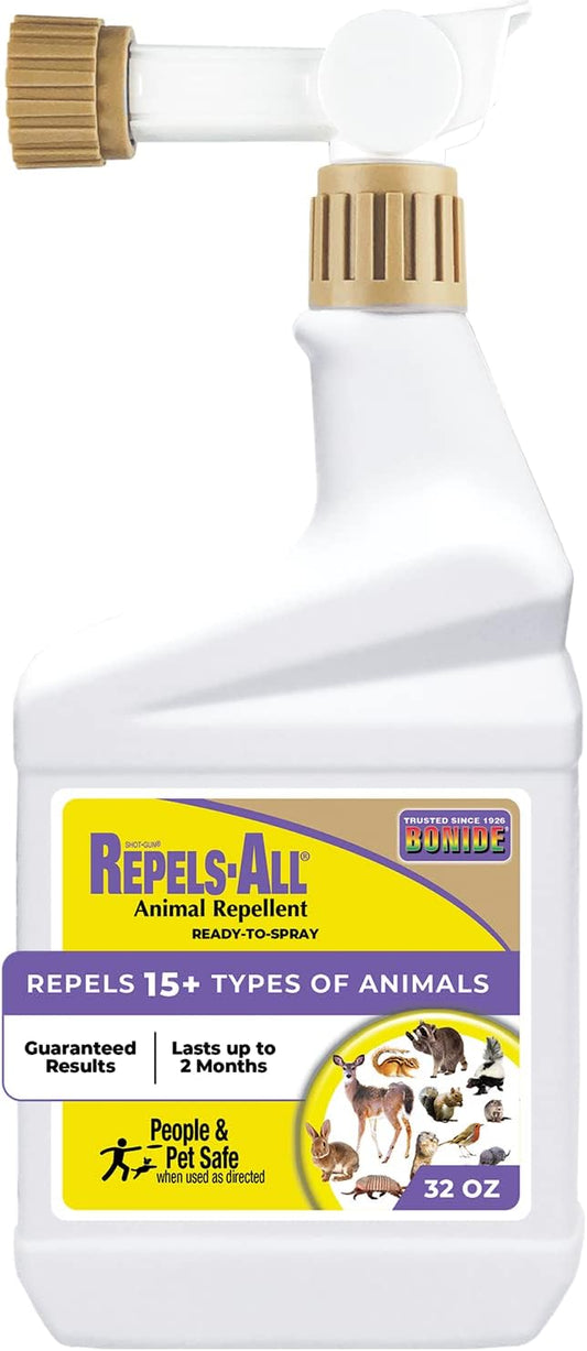 Bonide Repels-All Animal Repellent, 32 oz Ready-to-Spray Outdoor Pest Garden Deer & Rabbit Control, People & Pet Safe
