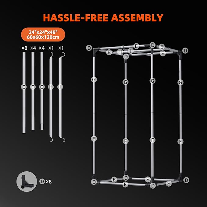 Spider Farmer 2x2x4 Grow Tent Pro-Grade, 24"x24"x48", with Removable Floor Tray, 1680D Thicken Mylar Canvas, 2x2 for Indoor Hydroponic Growing for SF1000, SE1500, G1500